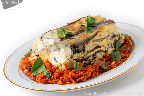 Image of Vegetable lasagne and tomato sauce