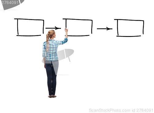 Image of woman from the back drawing squares in the air