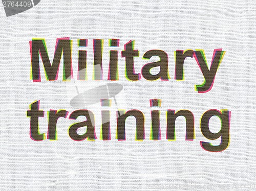 Image of Education concept: Military Training on fabric texture background