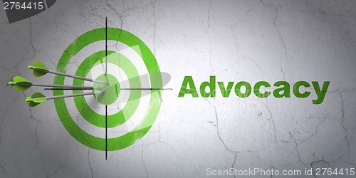 Image of Law concept: target and Advocacy on wall background