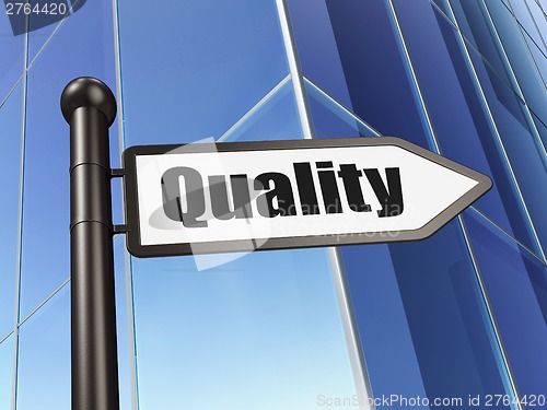 Image of Marketing concept: sign Quality on Building background