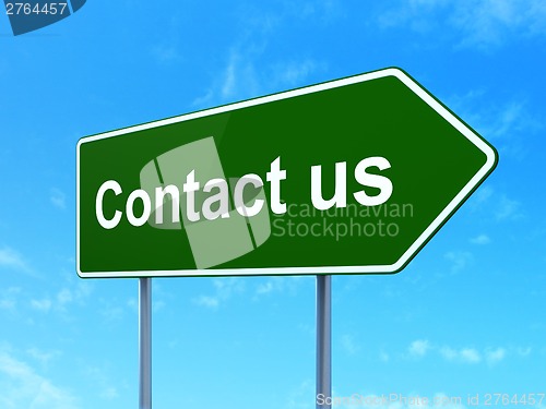 Image of Marketing concept: Contact Us on road sign background