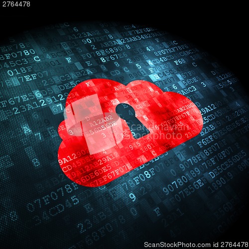 Image of Cloud networking concept: Cloud With Keyhole on digital background