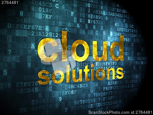Image of Cloud networking concept: Cloud Solutions on digital background