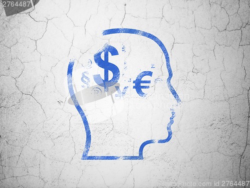 Image of Marketing concept: Head With Finance Symbol on wall background