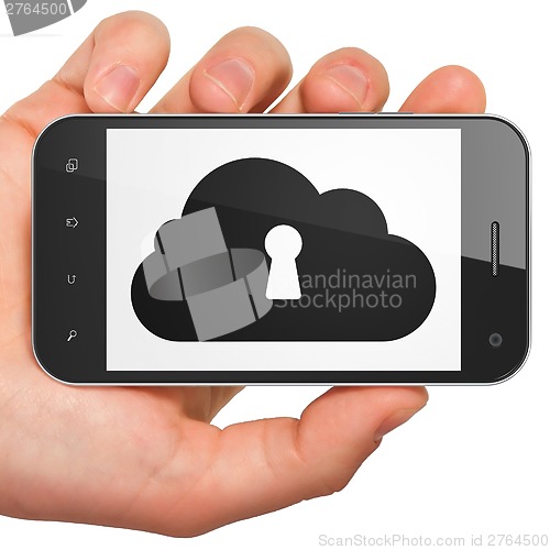 Image of Cloud technology concept: Cloud With Keyhole on smartphone