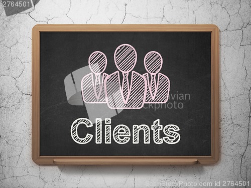 Image of Business concept: Business People and Clients on chalkboard background