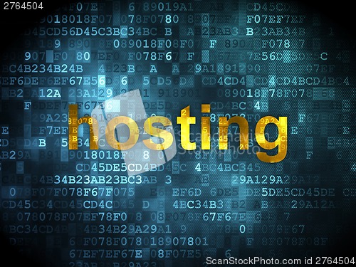 Image of SEO web design concept: Hosting on digital background