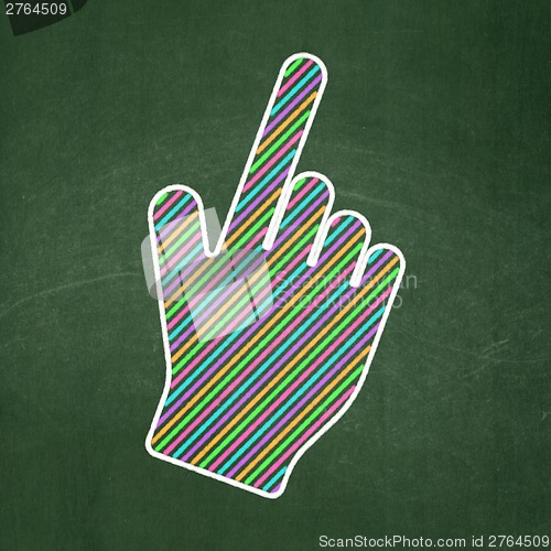 Image of Web design concept: Mouse Cursor on chalkboard background