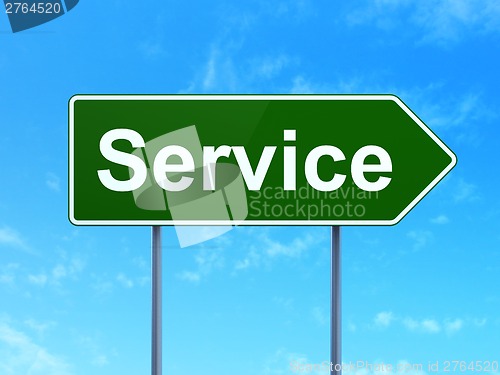Image of Finance concept: Service on road sign background