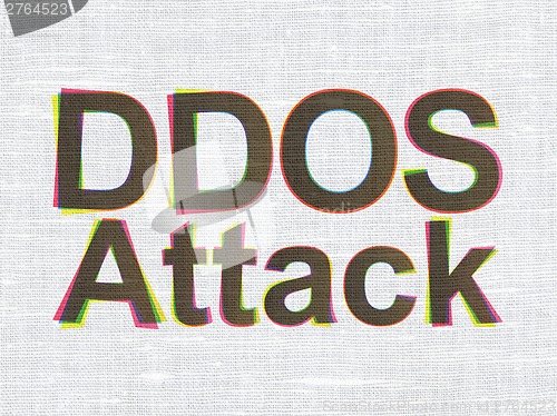 Image of Security concept: DDOS Attack on fabric texture background