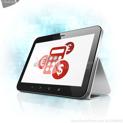 Image of Business concept: Calculator on tablet pc computer