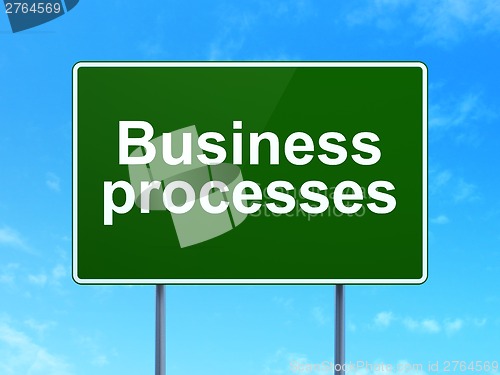 Image of Finance concept: Business Processes on road sign background