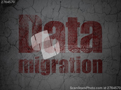 Image of Information concept: Data Migration on grunge wall background