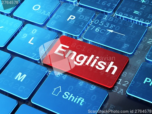 Image of Education concept: English on computer keyboard background