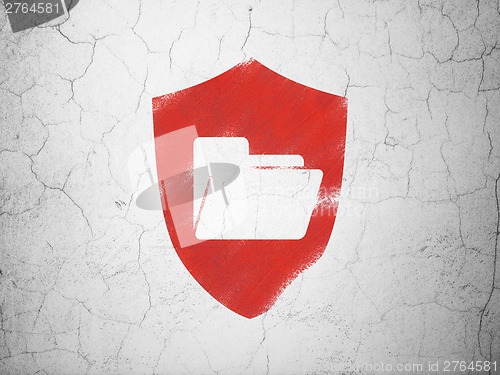 Image of Finance concept: Folder With Shield on wall background