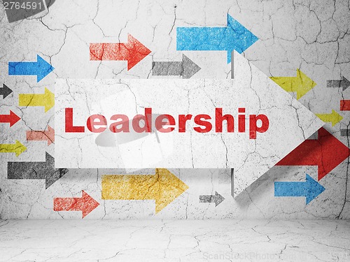 Image of Business concept: arrow with Leadership on grunge wall background