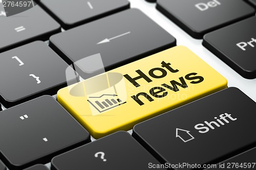 Image of News concept: Decline Graph and Hot News on computer keyboard background