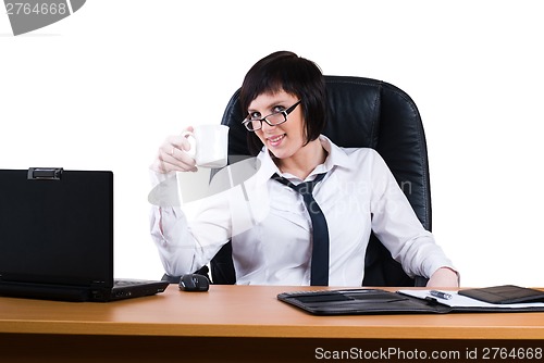 Image of Business woman with laptop