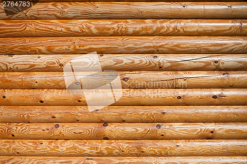 Image of timber logs wall closeup texture pattern