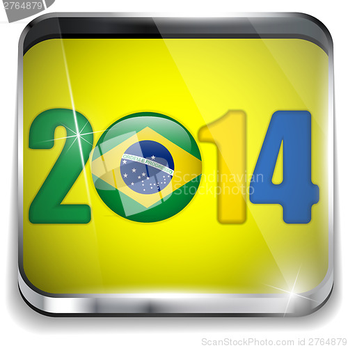 Image of Brazil 2014 Soccer with Brazilian Flag