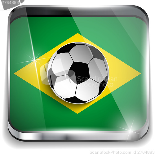 Image of Brazil Flag with Soccer Ball Background