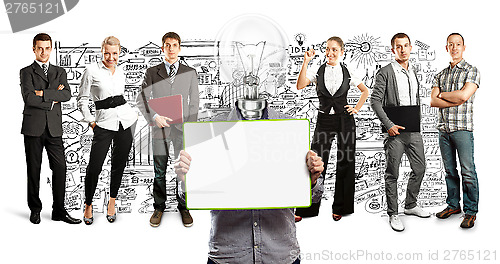 Image of Business Team With Lamp Head