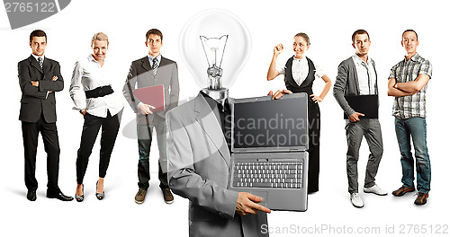 Image of Business Team With Lamp Head