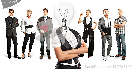 Image of Business Team With Lamp Head