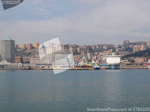 Image of View of Genoa Italy from the sea