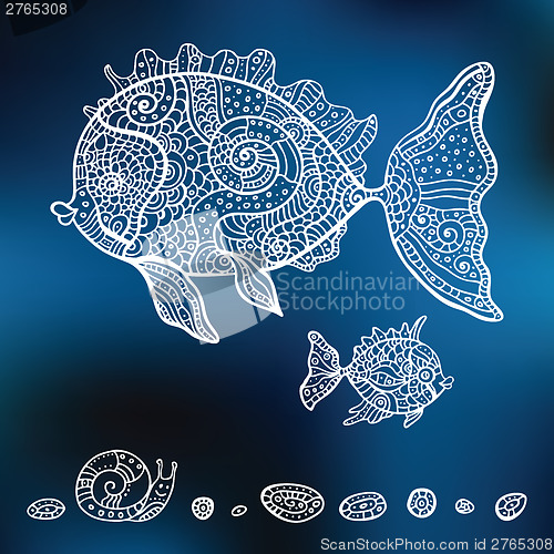 Image of Vector hand drawn fishes.