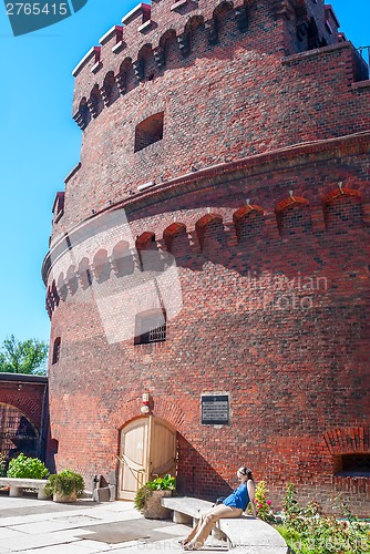 Image of Tower "Dona" on Verkhneye Lake shore. Kaliningrad