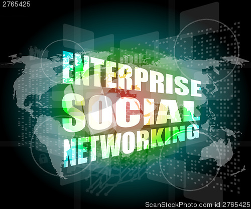 Image of enterprise social networking, interface hi technology, touch screen