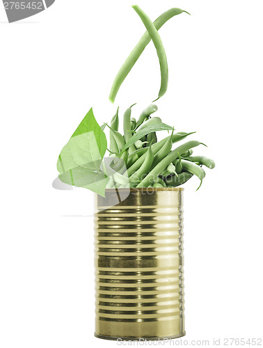 Image of Tin Can With Raw Green Beans