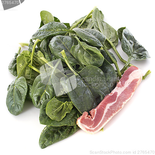 Image of raw spinach and bacon