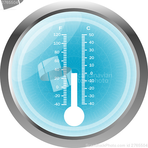 Image of Thermometer icon button isolated on white