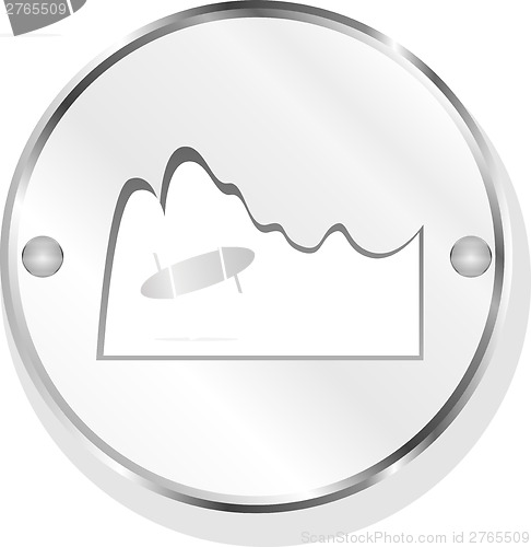 Image of mountain on glossy web icon isolated on white background