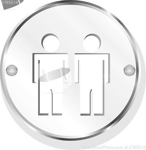 Image of icon button with two man inside isolated on white