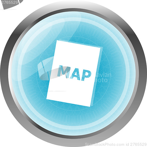 Image of map icon web button with map isolated on white