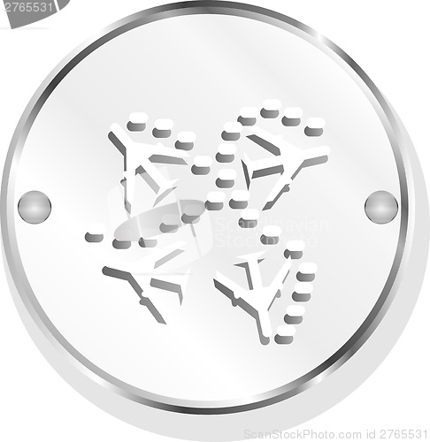 Image of Plane set on icon glossy button isolated on white