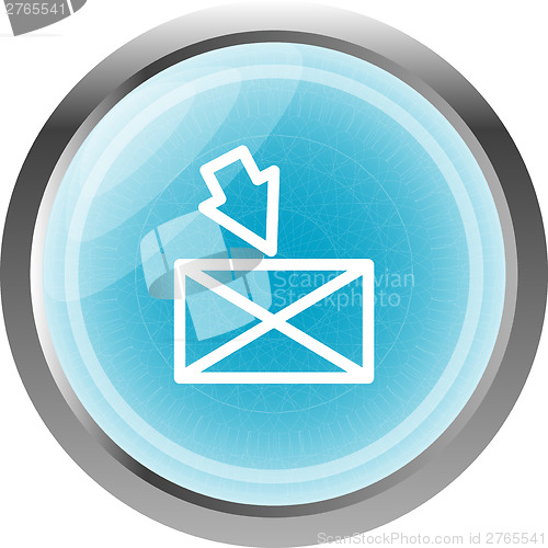 Image of mail envelope icon web button with map isolated on white