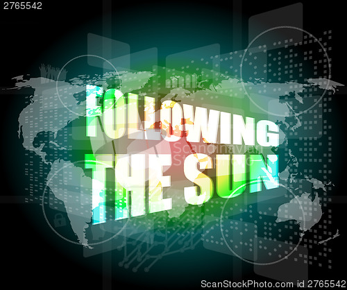 Image of following the sun on digital touch screen, 3d