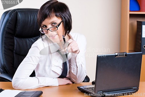 Image of Business woman with laptop