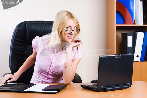 Image of Business woman with laptop