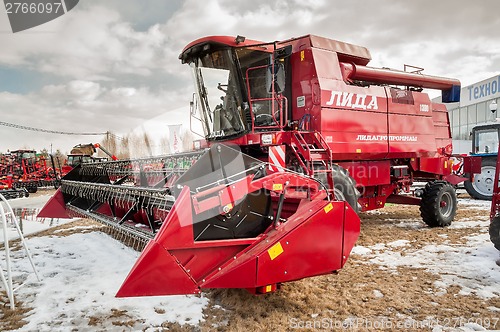 Image of Harvester Lida on agricultural exhibition. Tyumen