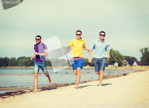 Image of group of friends having fun on the beach