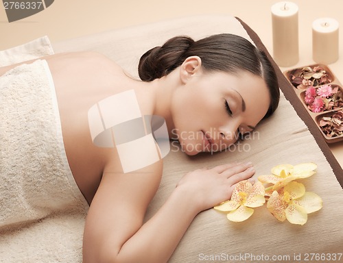 Image of beautiful woman in spa salon