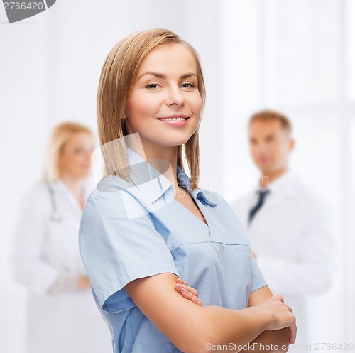 Image of smiling female doctor or nurse