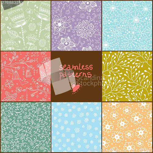 Image of Set of eight colorful floral patterns