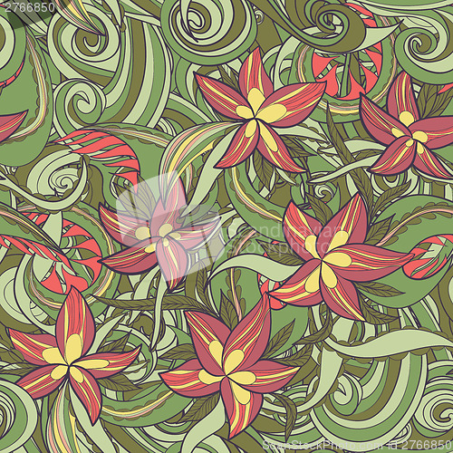 Image of floral pattern with colorful  blooming flowers